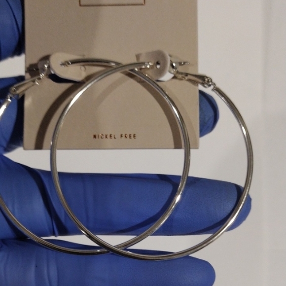 14th & Union Polished Silver tone 2-in Hoop Earrings - Women's Fashion Jewelry - Picture 6 of 9